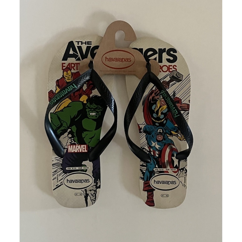 NEW Havaianas Marvel The Avengers Hulk Thor Iron Man Captain America Men's 9/10